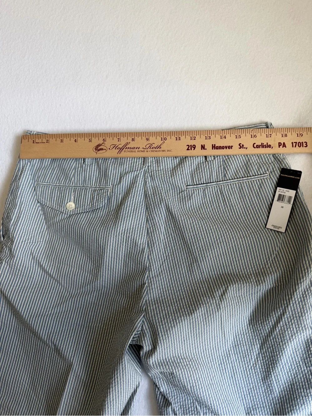 NWT Polo Ralph Lauren Hamilton Seersucker Shorts Men’s 36 Blue White Cotton